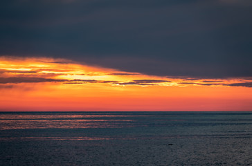 Beautiful red and orange sunset over the sea.