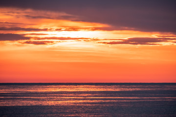 Beautiful red and orange sunset over the sea.