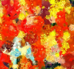 Abstract brush painted background, colorful texture pattern, digital oil technique imitation. Creative art wallpaper. Big splashes and strokes on canvas.