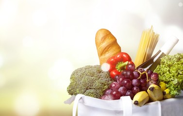 Full shopping  bag, isolated over  background