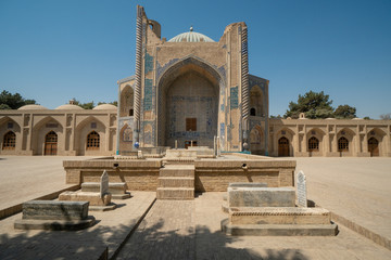 Fototapeta na wymiar Green Mosque in the center of Balkh city in Afghanistan