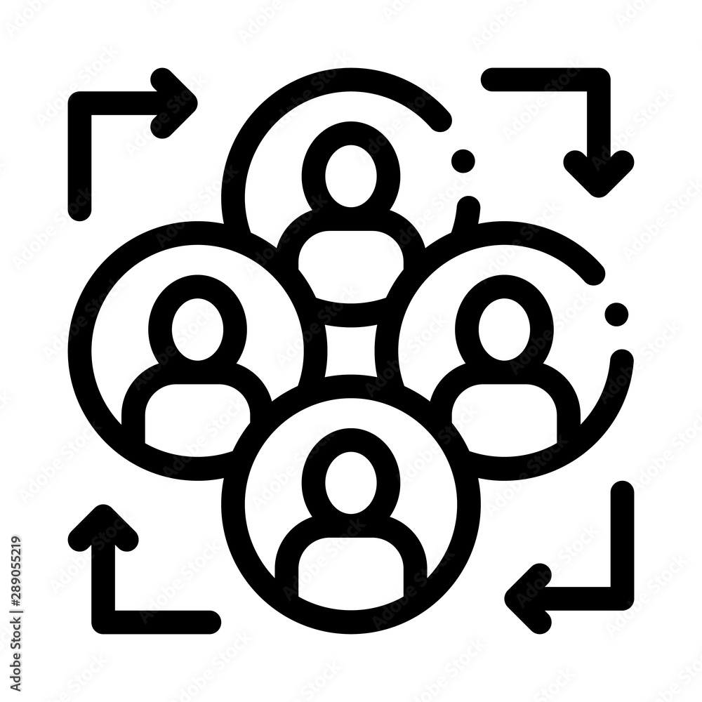 Poster human silhouettes and arrow agile element vector icon thin line. agile rocket and document, gear and