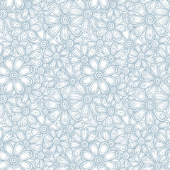 Fototapeta premium Seamless floral pattern. Hand drawn flowers endless texture. Sketch drawing flowers background.