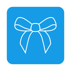 Icono plano lineal lazo en cuadrado color azul