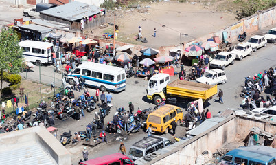 Antananarivo, Madagascar - August 5, 2019: Busy streets during a typical weekday in Antananarivo,...