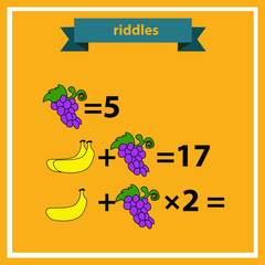 Counting games for kids and adults. Educational math game. Result. Crossword for social networks. Rebus. Riddle for the mind. Riddle with numbers. Vector