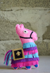 Pink lama. Toy from felt with your own hands. DIY concept for children. Handmade crafts. Step 6. Finished toy.