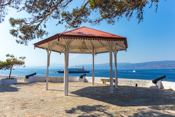 observation deck in the town of Hydra, Hydra island, Greece