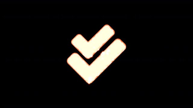 Symbol check double burns out of transparency, then burns again. Alpha channel Premultiplied - Matted with color black