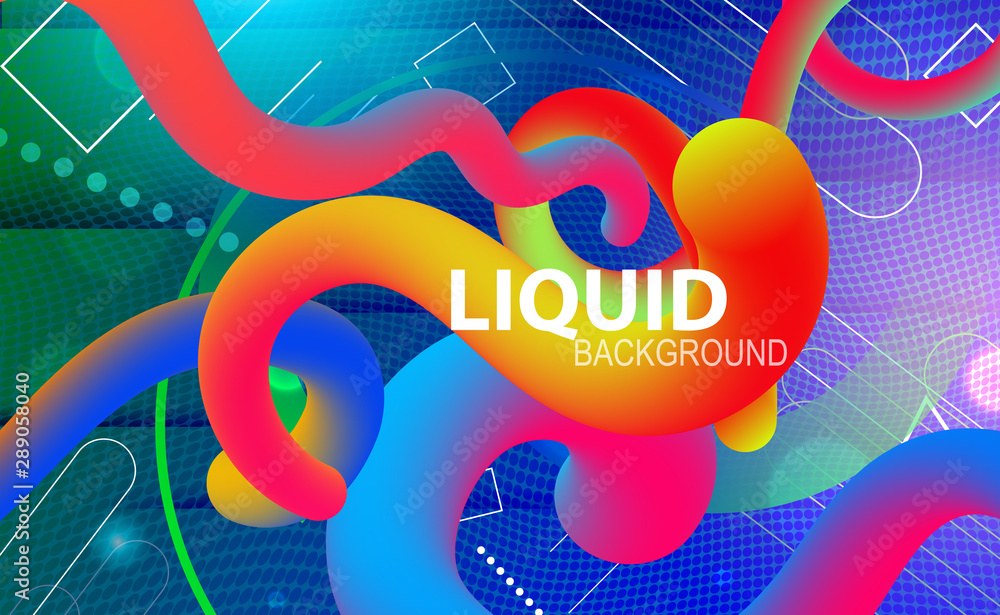 Wall mural 3d liquid color background design. fluid gradient colorful shapes composition. futuristic motion des