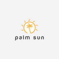 Sun Beach logo design Vector