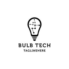 bulb tech logo design vector