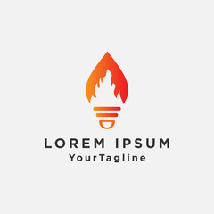 bulb fire flame icon logo design