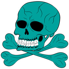 Skull and bones cartoon vector illustration.skull and bones for t-shirt print cartoon vector illustration.