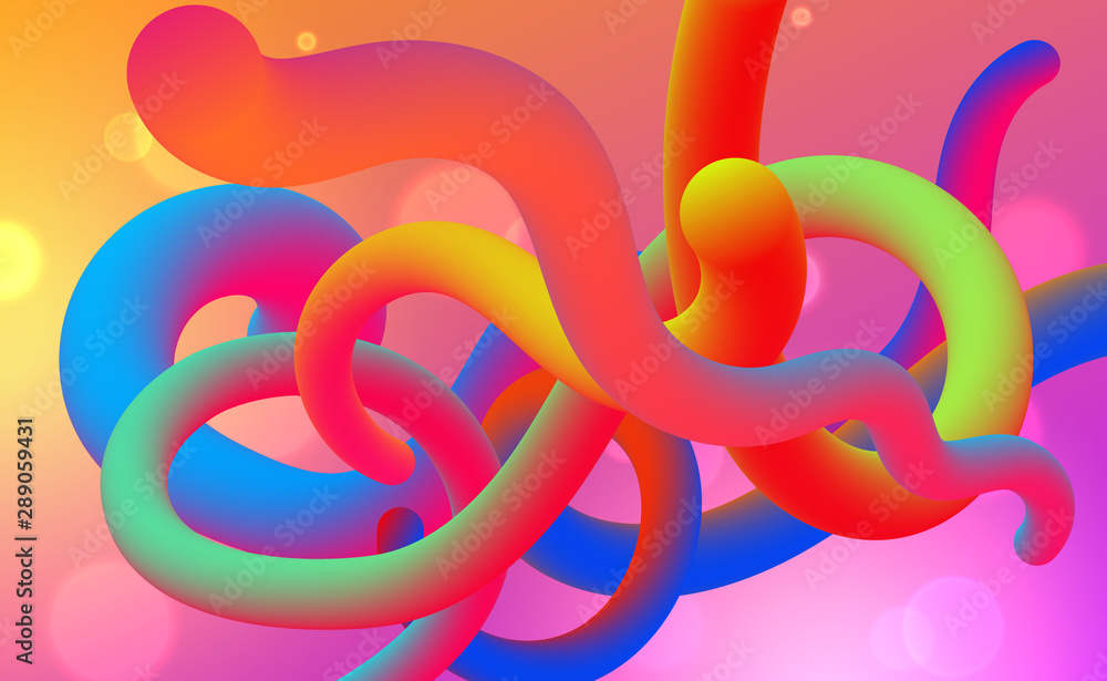 Wall mural 3d liquid color background design. fluid gradient colorful shapes composition. futuristic motion des