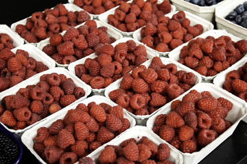 Raspberries in market