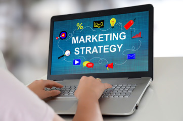 Fototapeta na wymiar Marketing strategy concept on a laptop