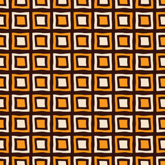 Abstract seamless pattern of hand drawn squares. Color vector background.