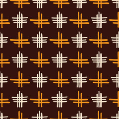 Abstract seamless pattern of hand drawn intersecting stripes. Color vector background.