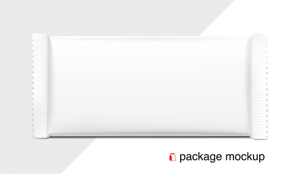 Blank flow pack isolated on white background. Realistick vector illustration. Template ready for your desing. It can be use for presentation packaging, promo, adv and etc.