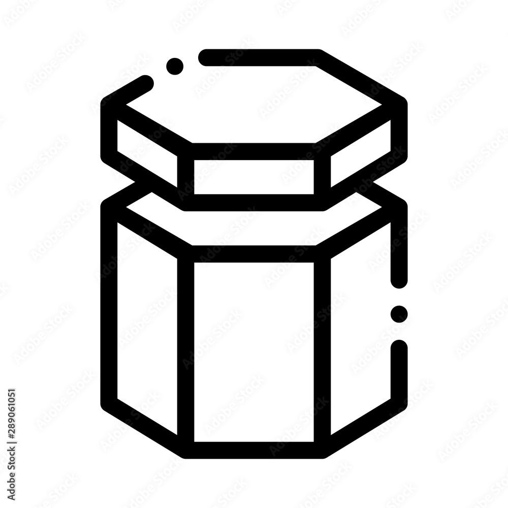 Aufkleber carton container in hexagon form packaging vector icon thin line. carton open and closed packaging c