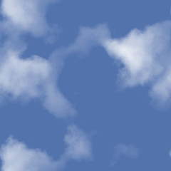 White clouds and blue sky seamless stock illustration.