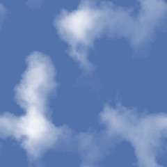 White clouds and blue sky seamless stock illustration.
