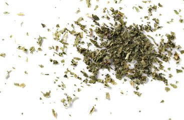 Sliced dry celery pile isolated on white background