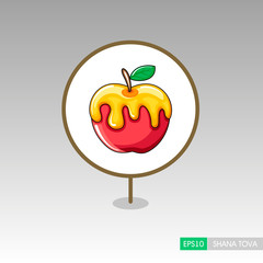 Honey on apple. Rosh Hashanah icon. Shana tova