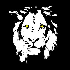Black and white lion head illustration for design
