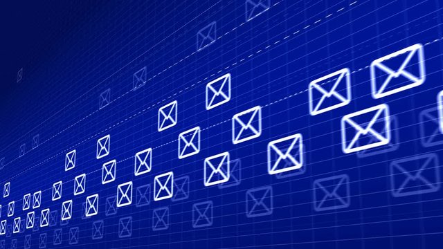 Envelope, E-Mail, flying mails abstract background. Seamless loopable background.