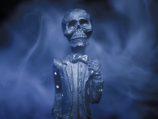Skeleton Man With Smoke Background