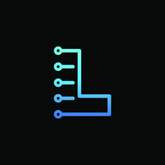 Letter L logotype monoline Technology, digital, electronics, chip, connection concept. Modern Logo Technology for Business. Logotypes of Digital combining with circuit . - vector