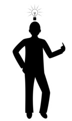 Vector black silhouette of man with idea
