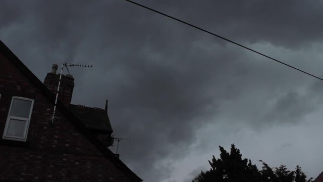 Dark Stormy Sky In Britain, Nottingham. Bad Stormy Weather Dark Clouds.