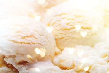 Ice cream vanilla dessert scoops delicious close-up isolated