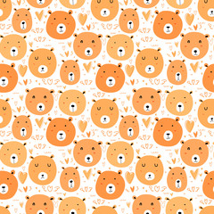 Cute bear seamless pattern background. Vector illustration.