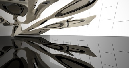 Abstract architectural beige concrete smooth interior of a minimalist house. 3D illustration and rendering