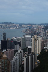 Panorama urbain et baie de Hong Kong