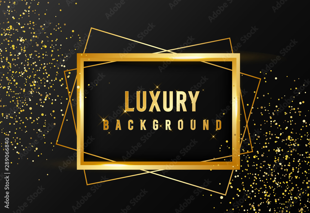 Poster luxury design element for product or print. made with golden foil color and dark shiny background. e