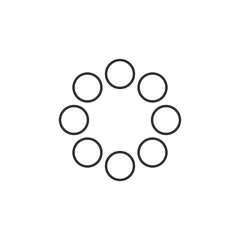 Linear circular loading icon. Flat design style. sun shining with zigzag rays in circle form. Stock vector illustration isolated on white background.