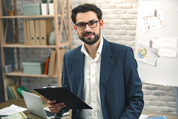 Business man middle aged working in the office