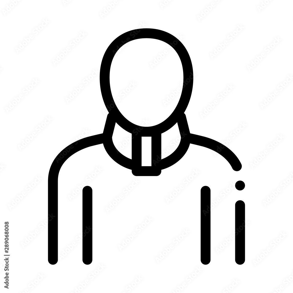 Poster Orthopedic Cervical Collar For Neck Support Vector Icon Thin Line. Orthopedic And Trauma Rehabilitation, Belt And Walkers Concept Linear Pictogram. Medical Rehab Goods Monochrome Contour Illustration