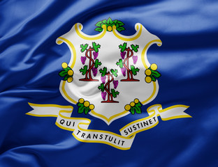 Waving state flag of Connecticut - United States of America