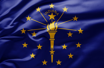 Waving state flag of Indiana - United States of America - obrazy, fototapety, plakaty