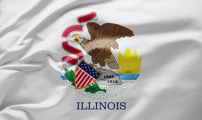 Waving state flag of Illinois - United States of America