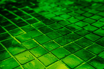 Beautiful closeup textures abstract color dark black white and light green tiles granite and light green glass pattern wall and background and art
