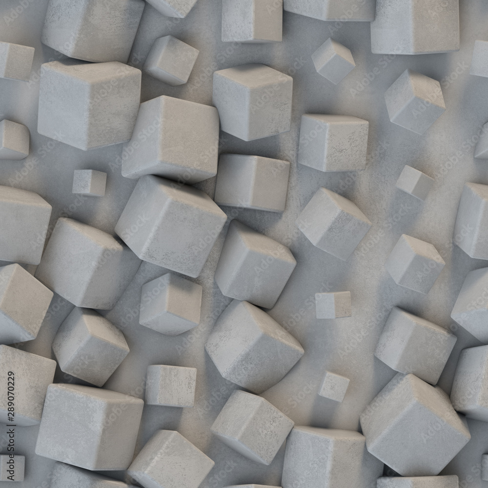 Poster seamless pattern concrete cubes 3d rendering