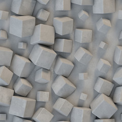 Seamless pattern concrete cubes 3D rendering