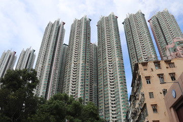 Obraz premium Tours d'habitations du quartier de Kowloon à Hong Kong